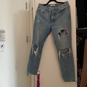 GRLFRND Karolina Straight Leg Distressed Jeans